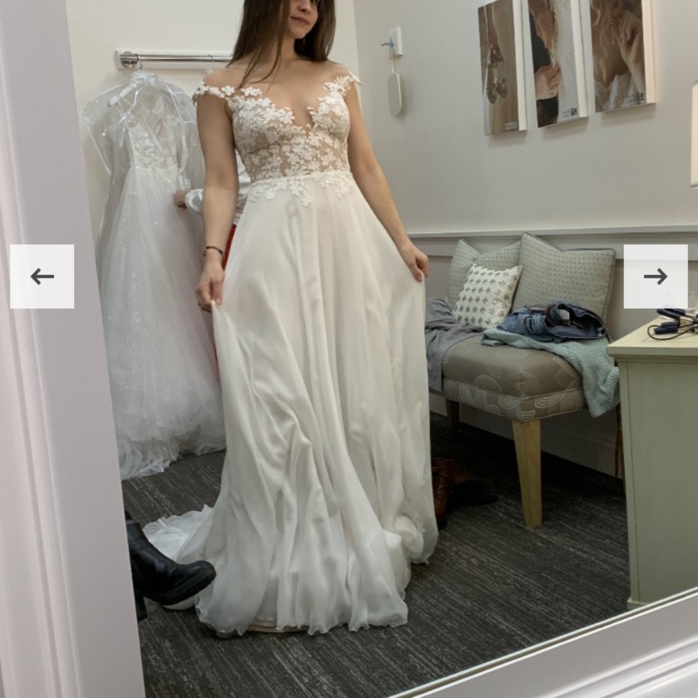 Anna Kara Angeline Whimsical Lace Deep V Neck Chiffon Flowy Comfortable Wedding - Picture 7 of 8